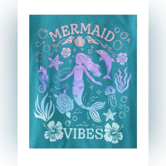 NWT: Girls Mermaid Vibes Graphic Tee- Teal - Picture 2 of 4